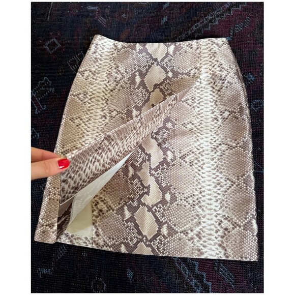 Tory Burch "Mikado" Python Snake Skin Pencil Skirt & Shirt Set | Sz 2 4 | Beige - Picture 6 of 10
